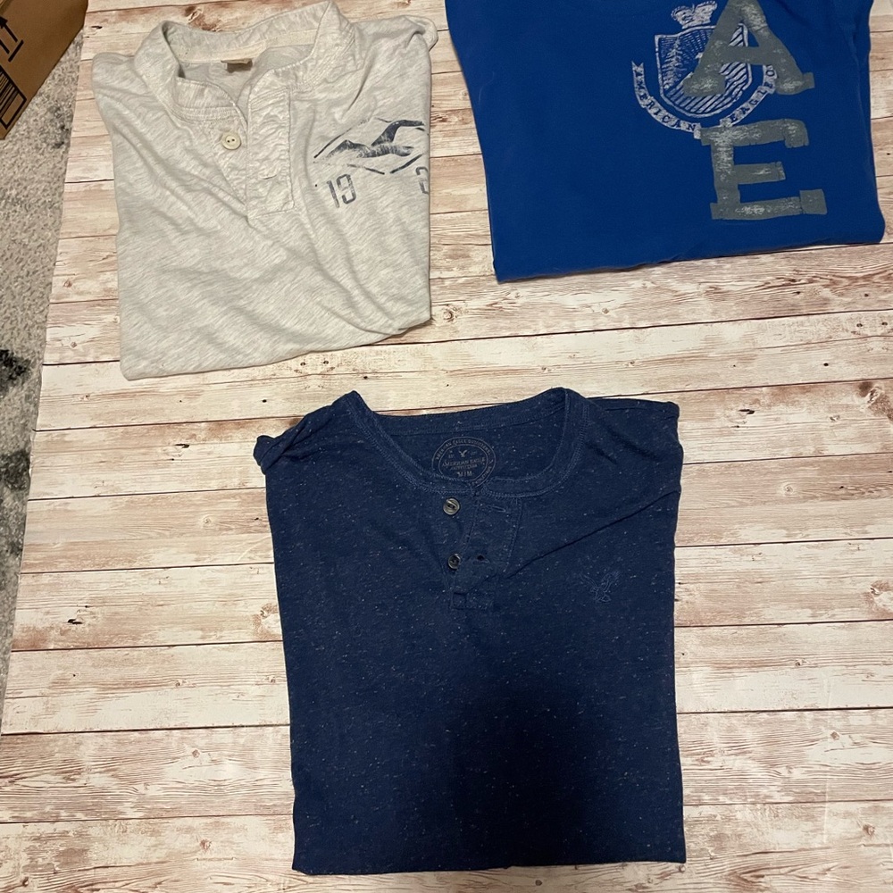 Aeropostale Men’s Blue and Gray Henley Shirts
